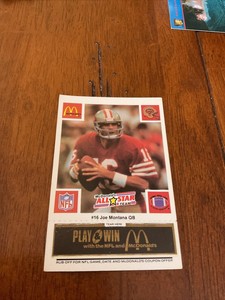 1986 Joe Montana 49ers McDonald's "Black" Regular Issue Game Card Mint Mint  "B"