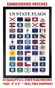 U.S. STATE FLAG EMBROIDERED PATCH IRON-ON OR SEW-ON HI-QLTY APPLIQUE (3 x 2”) - Picture 1 of 156
