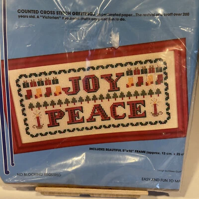 Kit de muestra de punto de cruz paragon Needlecraft saludos de Navidad 6477 Joy Peace Foto 1 de 4