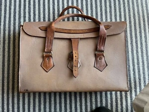 Vintage Tan Leather Satchel Briefcase + Free Download Album from Sinners Music - Picture 1 of 4