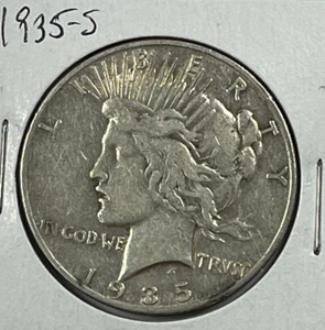 1935-S Peace Dollar : Very Fine - Picture 1 of 2