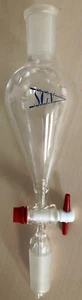 125mL PREMIUM "A" Separatory Funnel, THICK GLASS, PTFE Stopcock, 2x 24/40 Joints - Picture 1 of 5