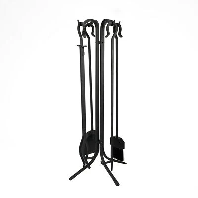 Herramientas forjadas para chimenea Pilgrim de 5 piezas - negro mate Foto 1 de 4