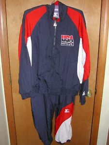 Starter USA Basketball Team 2 PC Warm Up Suit Red White & Blue Size Medium