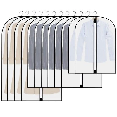 Kleidersack Anzug Lange 12 Stück Transparente Anzugtasche Kleidersäcke mit Re... - Bild 1 von 4