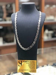 925 Solid Sterling Silver 7mm Flat Byzantine Mens Heavy Chain Necklace 24" 60gr - Picture 1 of 5