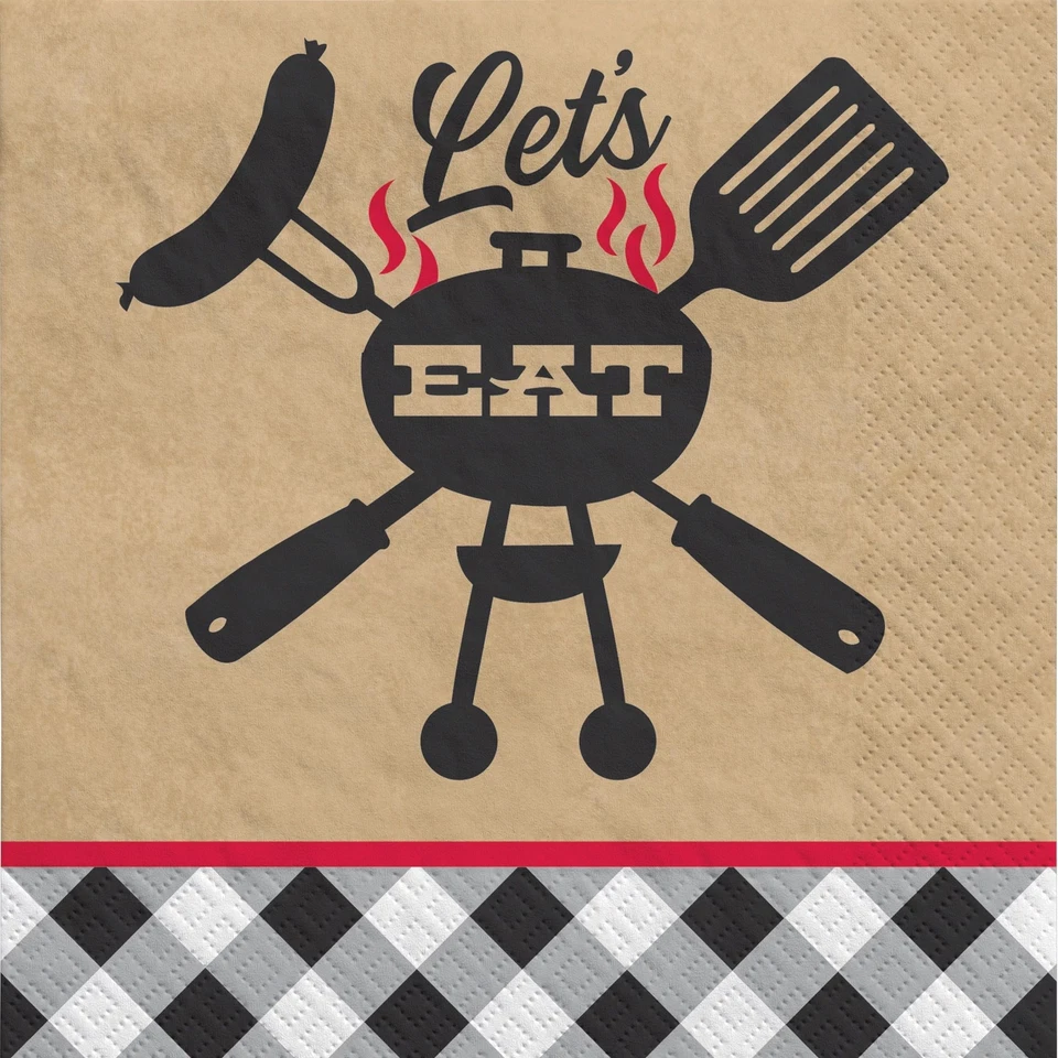 Black Gingham BBQ Picnic Cookout Theme Party Paper Luncheon Napkins - Image 1 of 1