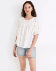 Faro de gasa pintucked bordado MADEWELL faro marfil #NA356 $108 - Imagen 1 de 12