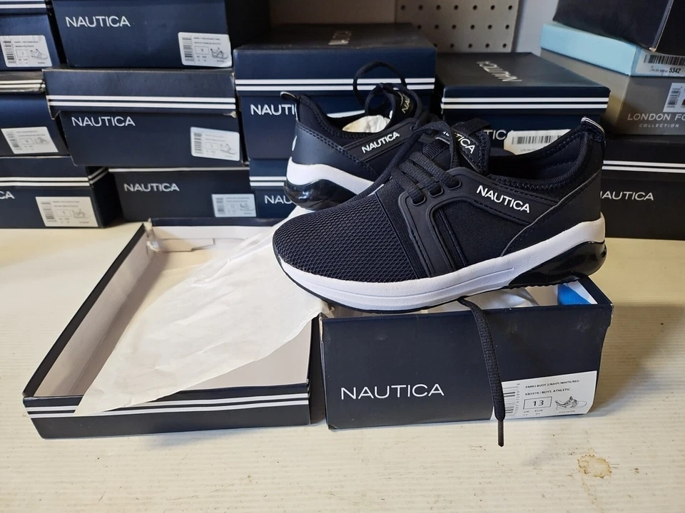 Nautica Kids Boys Sneaker Kappil Running Shoes Red White size 13 ☆#00s