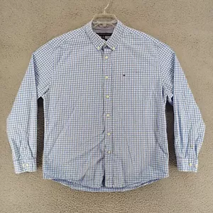 Tommy Hilfiger Shirt Mens XL Blue Long Sleeve Button Down Shirt - Picture 1 of 12
