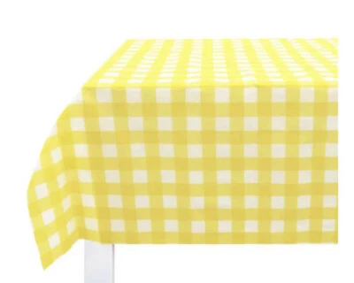 Spritz Table Cloth Cover Large 52”x 108” Yellow Check Disposable Party NEW - Image 1 of 4