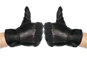 Guantes de cuero para conducir negros para hombre pantalla táctil forrados de lana suave invierno térmico - Imagen 1 de 9