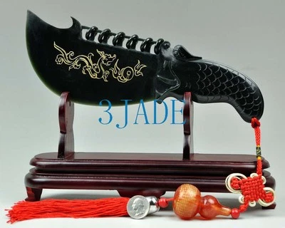 Espada de Nefrita Natural/Espada de Piedra Demonio Exorcismo Taoísta Feng Shui Herramienta Foto 1 de 4