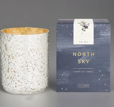 Illume - North Sky Boxed Crackle Glass Candle 9 Oz. Sugared Orange Cassis Fir - Image 1 of 4