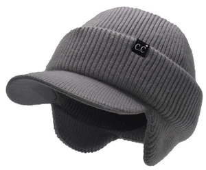 Beanie Strechy Snug Fit Soft Knit Hat with Visor Brim & Ear Warmer Flaps, Hea... - Bild 1 von 7