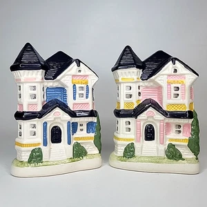 Rosa & blau Queen Anne zweistöckiges Haus viktorianische Salz & Pfefferstreuer | LOOMCO - Bild 1 von 8