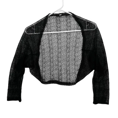 Cárdigan Elizabeth Gillett NYC para mujer pequeño malla transparente tejido abierto capa bolero Foto 1 de 4