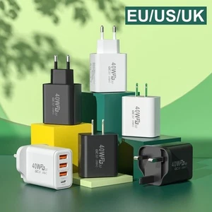 Fast Charging USB Wall Charger Adapter 40W Phone Plug Adapter - Photo 1 sur 17