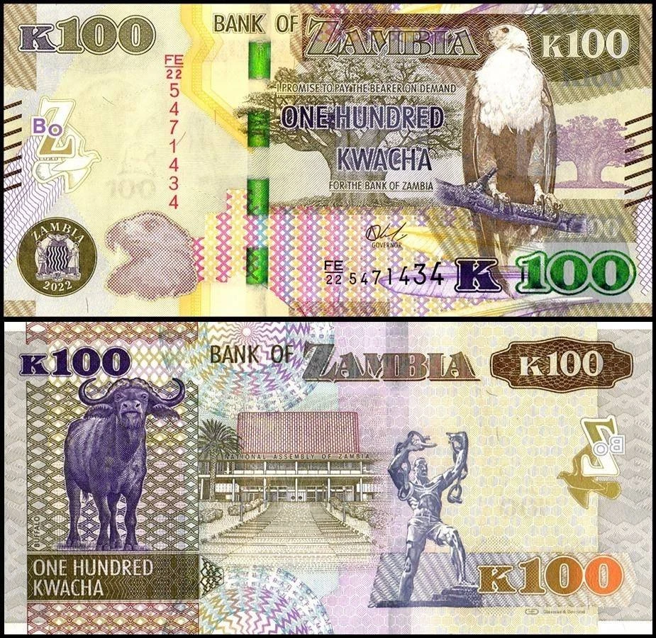 Zambia 100 Kwacha, 2022, P-61a.5, UNC Foto 1 de 1