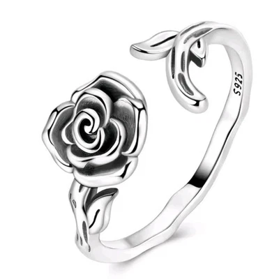 925 Sterling Silver Open Rose Vine Ring Size P (8)  NEW! - Image 1 of 4