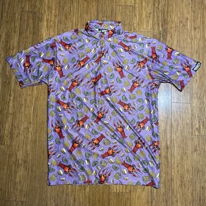 Polo de golf Lofty Llama Lobster Boil para hombre Lg púrpura rendimiento AOP camisa elástica - Imagen 1 de 5