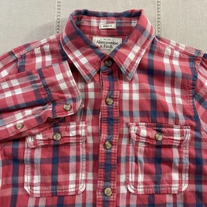 Camisa Abercrombie & Fitch Muscle Para Hombres XL Roja A Cuadros Con Botones Manga Larga Y2K - Imagen 1 de 11