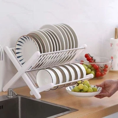 X-Type Foldable Drain Rack Large Capacity Plate Drain Holder  for Home - Image 1 of 4