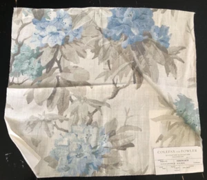 COLEFAX & FOWLER Mereworth in Blue, Beige 16 x 17 3/4" Floral Fabric Sample - Picture 1 of 3