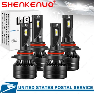 4x 9005 9006 Combo LED Headlight Kit High Low Beam Bulbs 6000K Super White SKN - Image 1 of 4
