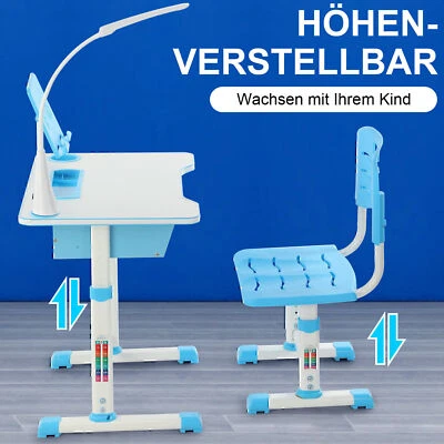 OYAJIA Verstellbar Kinderschreibtisch Kinder Studiertisch & Stuhl mit LED Fkmlrg - Bild 1 von 4
