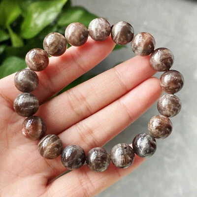 Pulsera de cuentas de cristal claro fuerte piedra solar negra natural 11 mm 1106 Foto 1 de 4