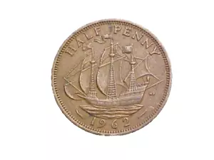 1962 Great Britain Elizabeth II 1/2 Penny KM# 896 - Nice Circ-c5417xux - Picture 1 of 2