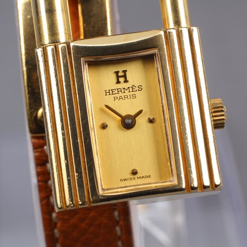 HERMÈS [Quasi come nuovo] Orologio Hermes Kelly Lucchetto Quadrante Oro Pelle Marrone Donna Qz GIAPPONE