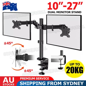 Artiss Monitor Stand Dual Arm Desk Mount 27'' HD LED TV Screen Holder Bracket AU - Picture 1 of 12