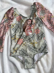 Disney GIRL 3T one piece long sleeves sun rashguard swimsuit UPF 50+ Moana - Picture 1 of 7