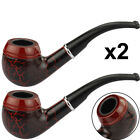 2x Wooden Wood Smoking Pipe Tobacco Cigarettes Cigar Pipes Dark Red Durable New
