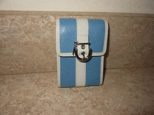 SALE--RARE VTG COACH ID WALLET Blue/White Leather w/Buckle Styled Clasp Closure - Picture 1 of 12
