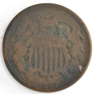 United States 1867 Series 2 Cent Piece Bronze Philadelphia Mint Large Coin - Picture 1 of 2
