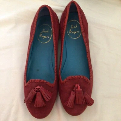 Borla plana de gamuza arándano Jack Rogers 6 1/2. Usado Foto 1 de 4