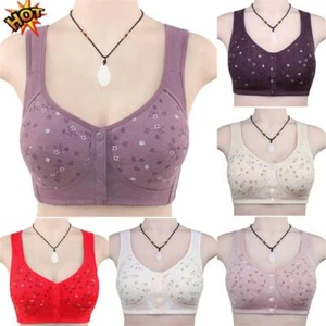 Mujer Sujetador Algodón Cierre Frontal Ropa Interior Push-Up Sin ≌ - Imagen 1 de 25