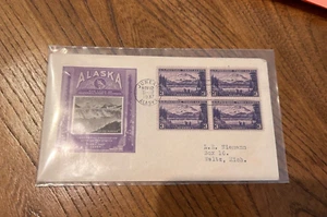 4 Block 3 cent Stamps/ 1937 Alaska w/ First Day Cover Envelope/postmark Juneau - Picture 1 of 5