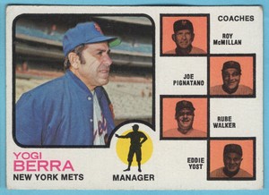 1973 Topps Yogi Berra/Roy McMillan/Joe Pignatano/Rube Walker/Eddie Yost New York