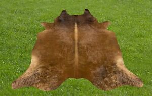 Medium Cowhide Rug Brown Real Hair on Cow Hide Animal Skin Area Rugs 5 x 5 ft