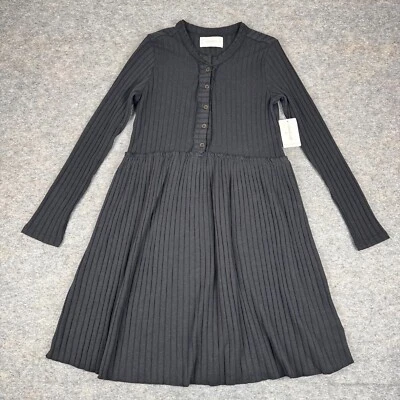 Lucky Brand Cloud Soft Ribbed Henley Shift Dress Black Womens XS - Image 1 of 4