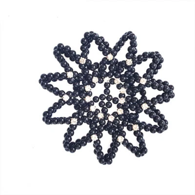 1PCS Crochet Pearl Elastic Hair Net Women Rhinestone Weaving Hair Accessories  - Image 1 of 4
