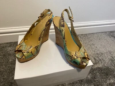 NINE WEST WOMENS WEDGES, PEEP TOE, MULTICOLOURED SNAKESKIN - SIZE 4 / 37 - Image 1 of 4