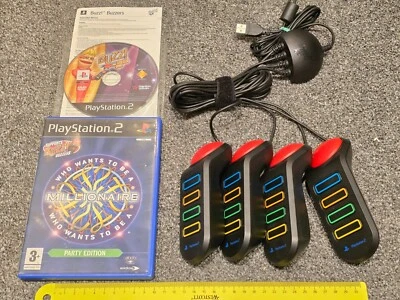 BUZZ MEGA QUIZ MILLIONAIRE GAME OFFICIAL USB WIRED BUZZER SONY PLAYSTATION 2 PS2 - Image 1 of 2