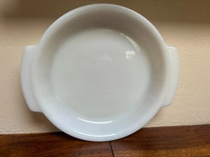 Vintage Fire King 9 Inch Ribbed Handled Milk Glass Pie Plate #1460 Anchor Hockin - Picture 1 of 4