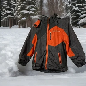 WEATHERPROOF  Boys Size 5-6 Black Red  Hooded Jacket Full Zip Lined - Picture 1 of 18