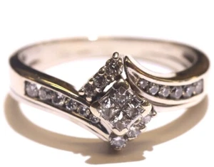 14k White gold .39ct SI1 H princess diamond engagement ring wedding band 5.6g 10 - Picture 1 of 16